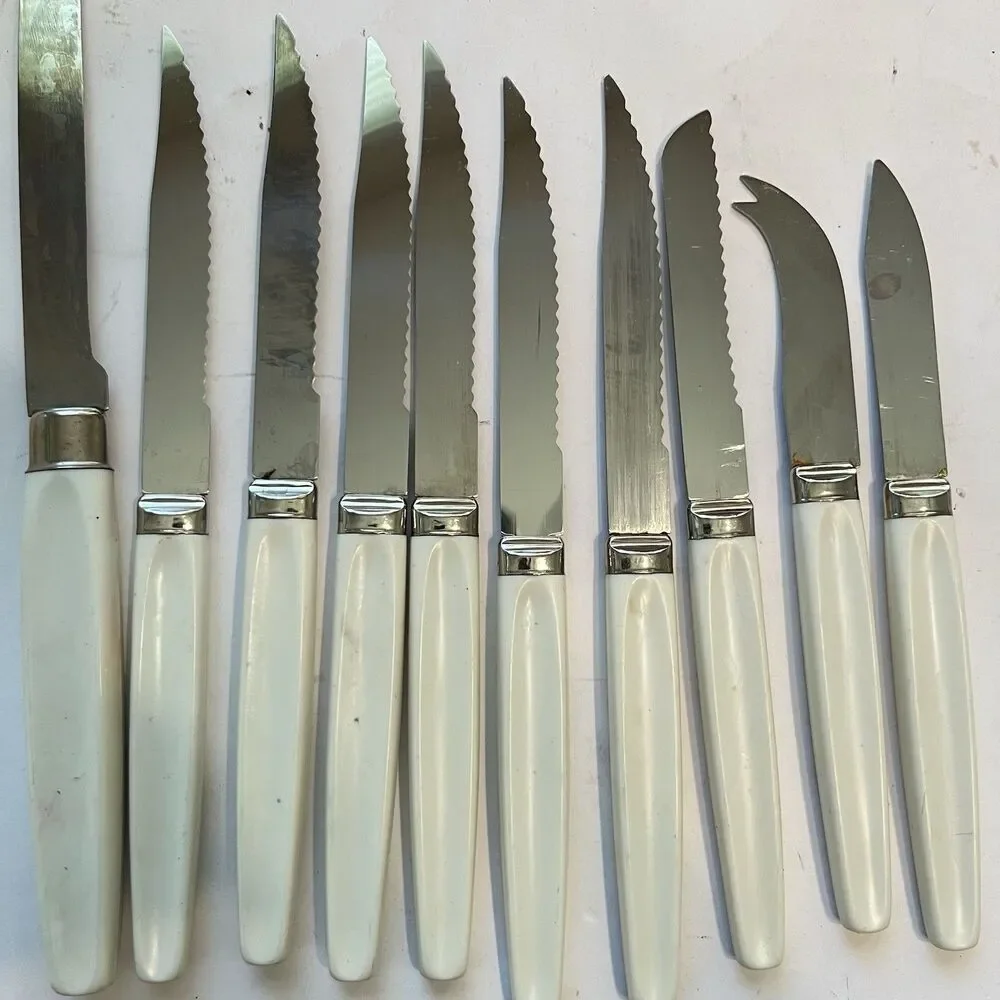 Caravelle Regent Sheffield 10 Pc Knives Blue Snowflake Starburst Pattern
